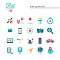 Navigation, direction, maps, traffic and more, flat icons set