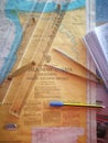 Navigation chart with navigation equipment