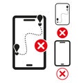 Navigation Error Illustration. GPS route failure, no connection concept. Vector illustration. EPS 10. Royalty Free Stock Photo