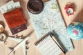 Navigation Explore of Journey Tourism Planning., Travel Destination Plan for Vacation Trip., Top View of Layout Magnifying Glass, Royalty Free Stock Photo