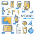 Navigation Flat Color Icons Set