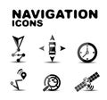 Navigation glossy black icon set Royalty Free Stock Photo