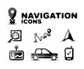 Navigation glossy black icon set Royalty Free Stock Photo