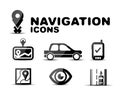 Navigation glossy black icon set Royalty Free Stock Photo