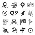 Navigation and gps icon set, cartography plan