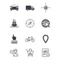 Navigation, gps icons. Windrose, compass signs. Royalty Free Stock Photo