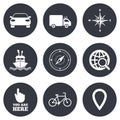 Navigation, gps icons. Windrose, compass signs Royalty Free Stock Photo