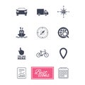 Navigation, gps icons. Windrose, compass signs. Royalty Free Stock Photo