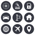 Navigation, gps icons. Windrose, compass signs Royalty Free Stock Photo