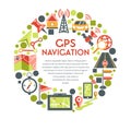 Navigation and GPS system maps isolated icon or banner