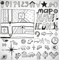 Navigation hand drawn doodles