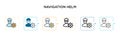 Navigation helm vector icon in 6 different modern styles. Black, two colored navigation helm icons designed in filled, outline,