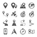 Navigation guide direction map travel lead icon set