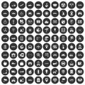 100 navigation icons set black circle Royalty Free Stock Photo