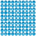 100 navigation icons set blue Royalty Free Stock Photo