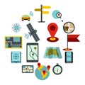 Navigation icons set, flat ctyle Royalty Free Stock Photo