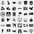 Navigation icons set, simple style Royalty Free Stock Photo