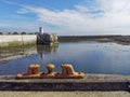 The Navigation Light and Entrance into Seahouses Harbour taken from the inner Quay Royalty Free Stock Photo