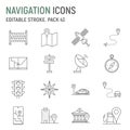 Navigation line icon set