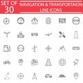 Navigation line icon set, Transport signs