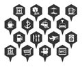 Navigation, location and transportation icons.