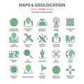 Navigation map and geolocation, GPS positioning. Coordinate grid quadrants, cardinal points, location finder. Travel Royalty Free Stock Photo