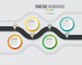 Navigation map infographic 4 steps timeline concept. Winding roa Royalty Free Stock Photo