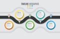 Navigation map infographic 5 steps timeline concept. Winding roa Royalty Free Stock Photo