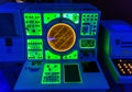 Navigation marine radar on captain`s bridge. Royalty Free Stock Photo