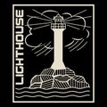 Navigation maritime vector design. Lighthouse and stormy sea