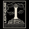 Navigation maritime vector design. Lighthouse and stormy sea