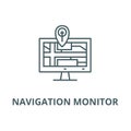 Navigation monitor with map vector line icon, linear concept, outline sign, symbol Royalty Free Stock Photo