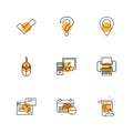 Navigation , mouse , printer , qustion mark , computer , device