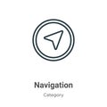 Navigation outline vector icon. Thin line black navigation icon, flat vector simple element illustration from editable cursor