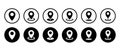 Navigation pin icon vector set collection. Location marker sign symbol in circle line