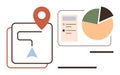 Navigation Route with Location Pin and Data Analytics in a Flat Style Concept Royalty Free Stock Photo