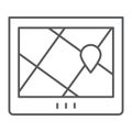 Navigation thin line icon, location and map, gps sign, vector graphics, a linear pattern on a white background. Royalty Free Stock Photo