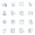 Navigation tool linear icons set. Compass, GPS, Map, Route, Direction, Wayfinding, Navigate line vector and concept