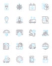 Navigation tool linear icons set. Compass, GPS, Map, Route, Direction, Wayfinding, Navigate line vector and concept