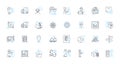 Navigation tool linear icons set. Compass, GPS, Map, Route, Direction, Wayfinding, Navigate line vector and concept