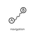 Navigation trajectory icon. Trendy modern flat linear vector Navigation trajectory icon on white background from thin line Maps
