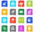 Navigation transport map icon set