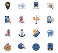 Navigation transport map icons