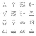 Navigation universal line icons set