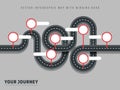 Navigation winding road vector way map infographic on grey background Royalty Free Stock Photo