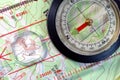 Navigational Compass on Topographical Map