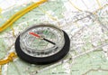 Navigational Compass on Topographical Map