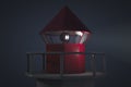 Navigational marine lighthouse at night. Close-up