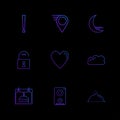 navigations , heart , crecent , unlock , user interface icons Royalty Free Stock Photo