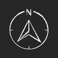 Navigator arrow chalk white icon on black background